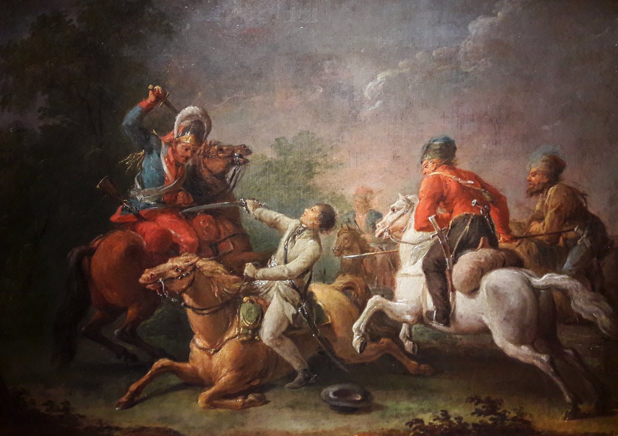 Kościuszko e seu cavalo caem na batalha de Maciejowice de Jan Bogumi Plersz