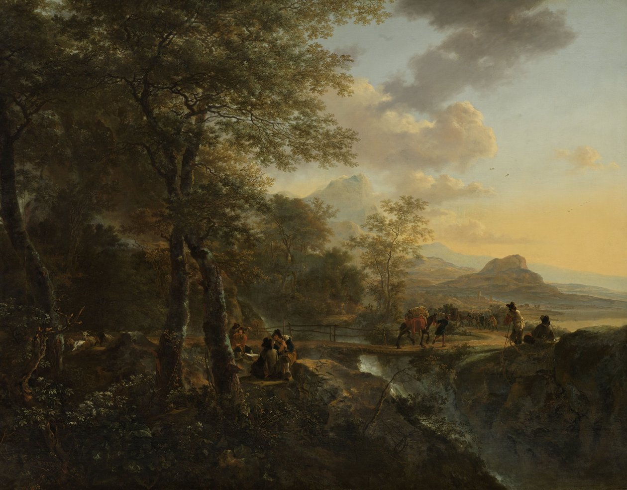 Paisagem italiana com desenhista, c.1650-52 de Jan Dirksz Both
