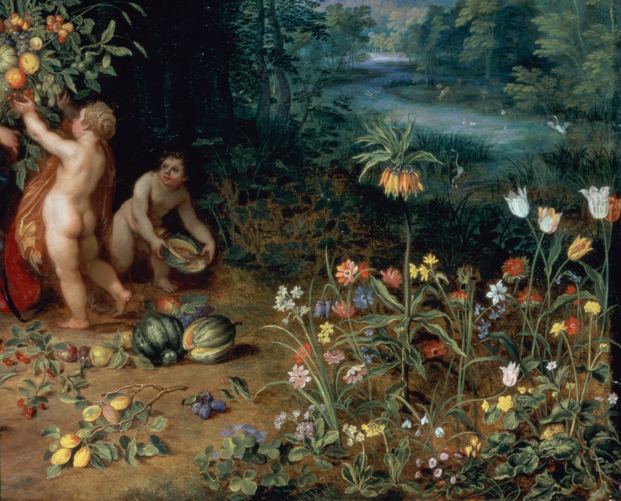 Alegoria da Abundância, detalhe (detalhe de 93444) de Jan the Elder Brueghel