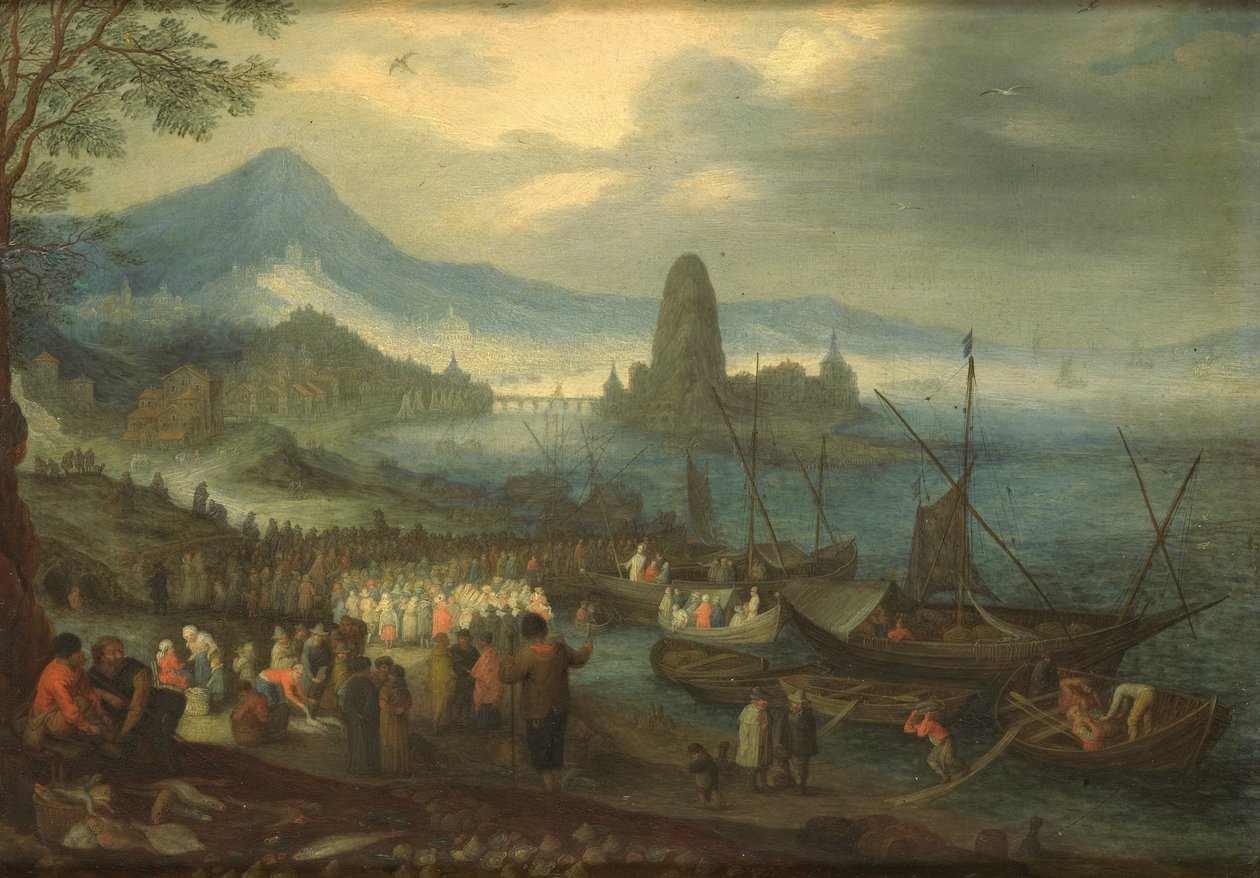 A pregação no Mar da Galileia de Jan the Elder Brueghel