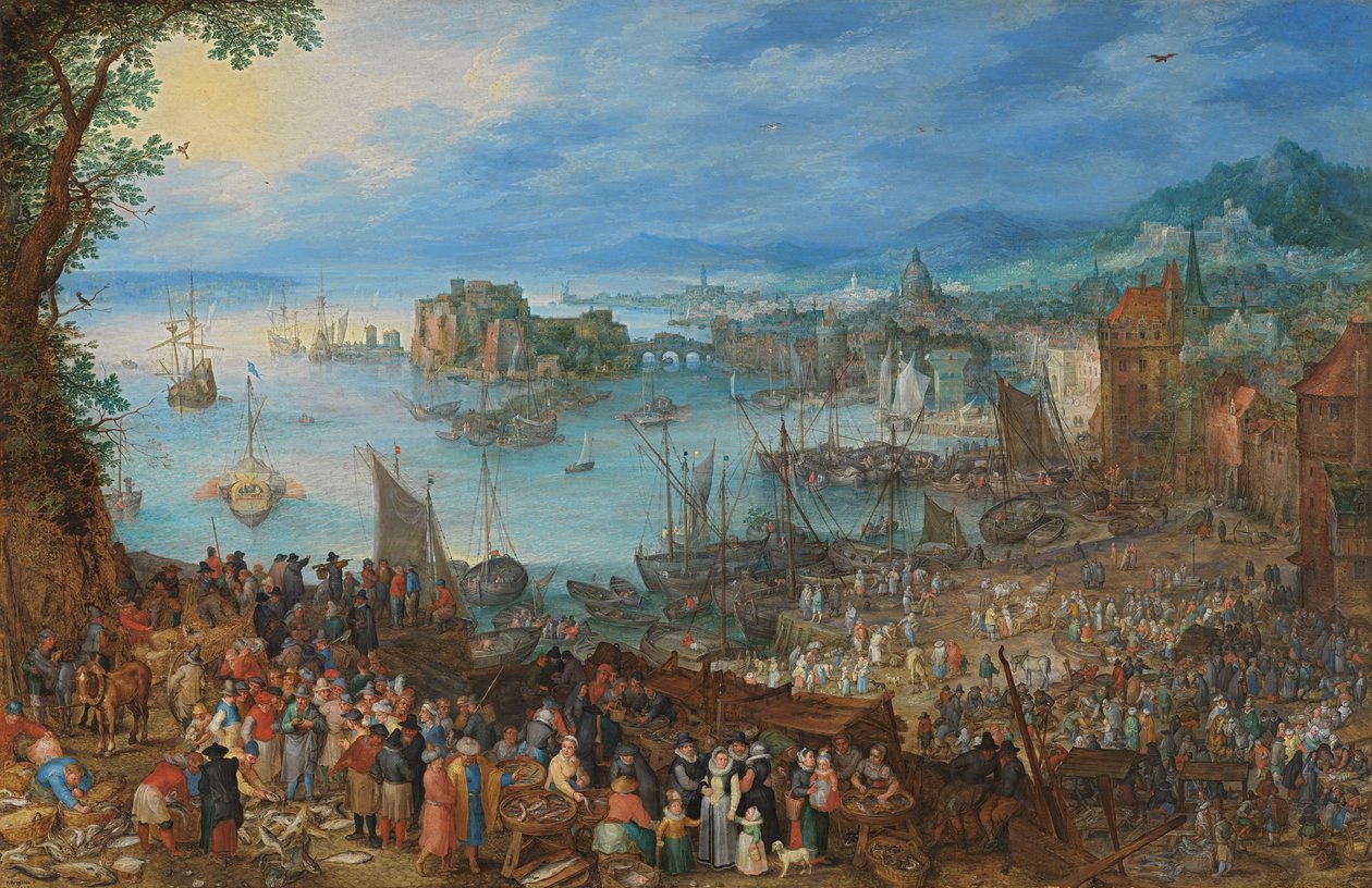 Grande mercado de peixe de Jan the Elder Brueghel