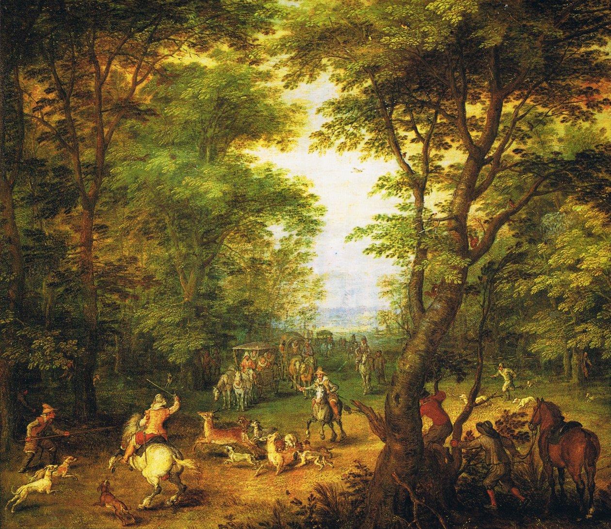 Caça de veados na floresta de Jan the Elder Brueghel