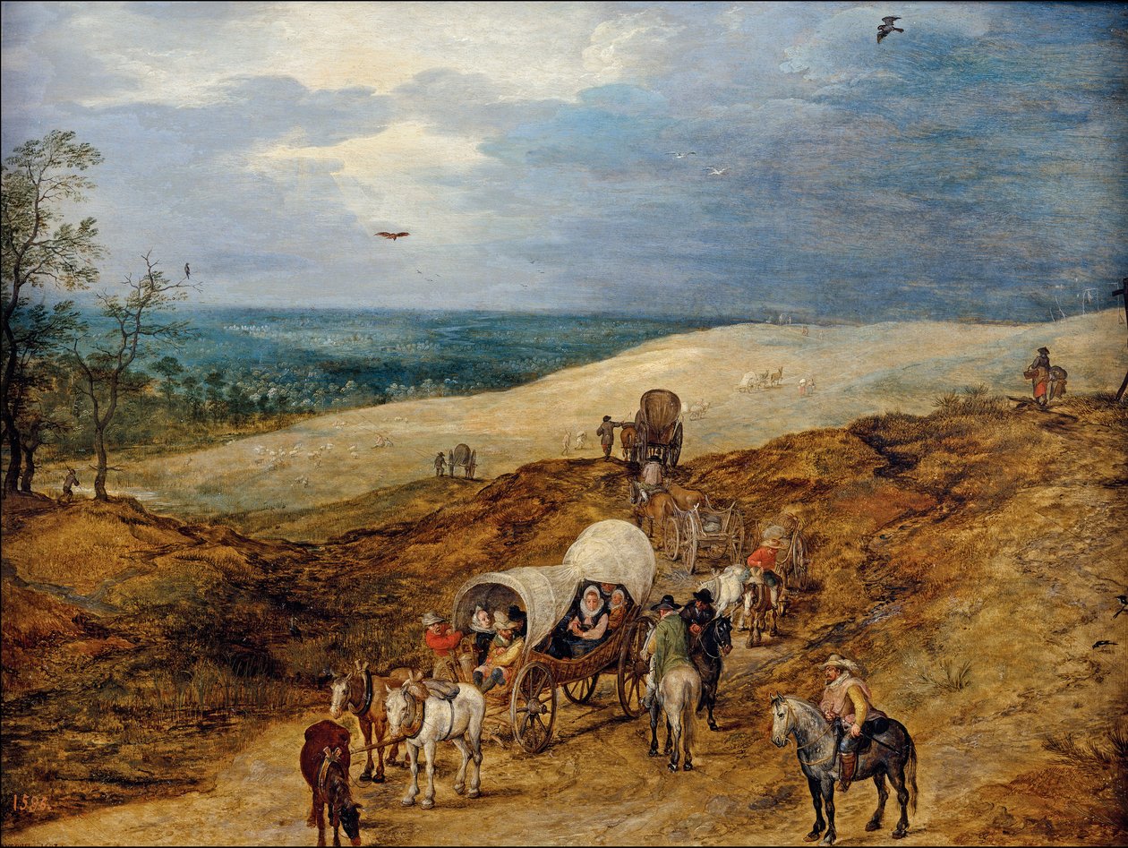 Paisagem com carros de Jan the Elder Brueghel