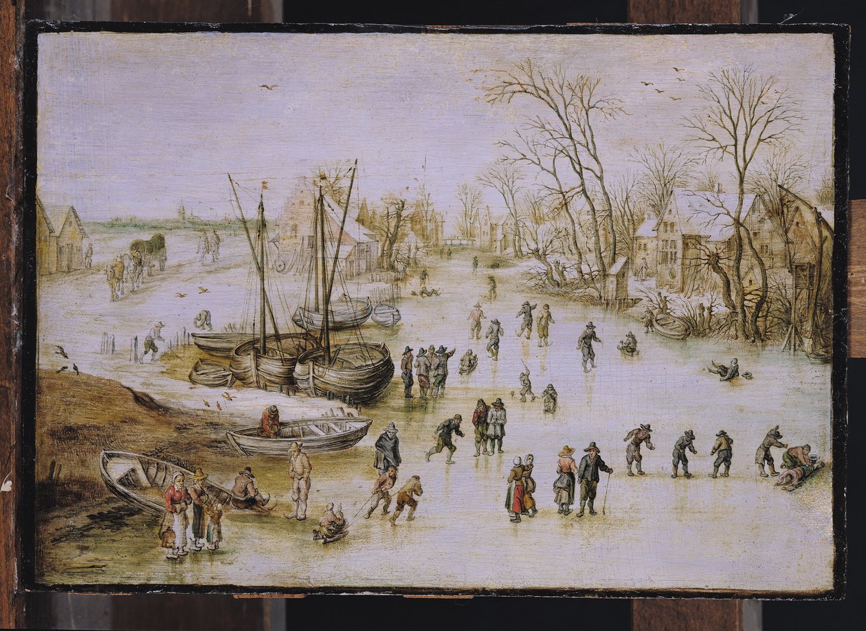 Patinadores no lago de Jan the Elder Brueghel