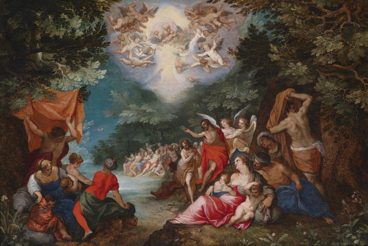 O batismo de Cristo no rio Jordão de Jan the Elder Brueghel