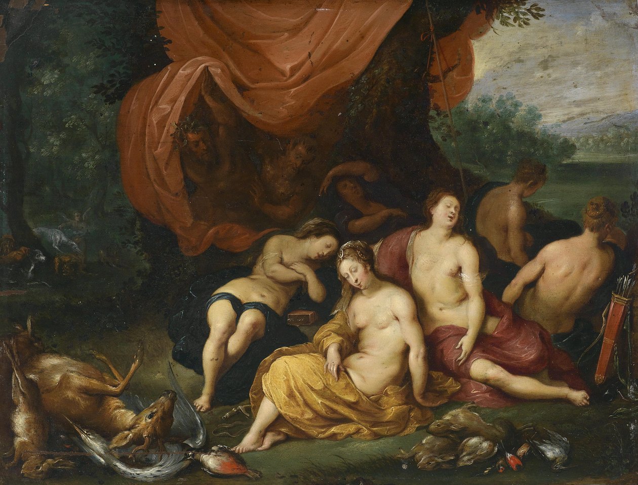 Diana e suas ninfas depois da caçada, ouvidas por sátiros de Jan Brueghel the Younger