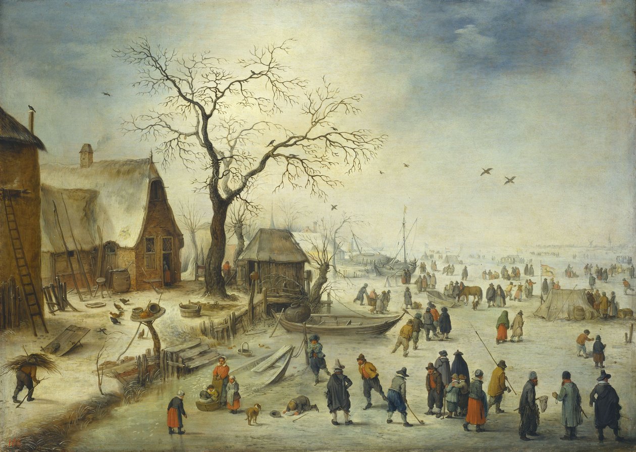 Aldeões no gelo de Jan Brueghel the Younger