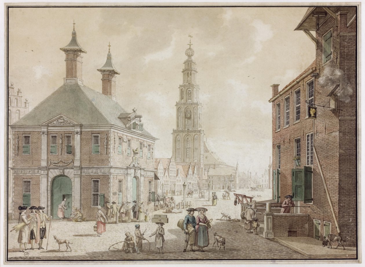 Grote Markt com casa de pesagem e pousada The Golden Head de Jan Bulthuis