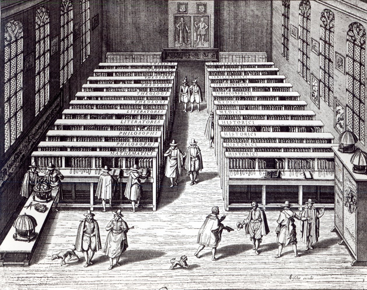 Biblioteca da Universidade de Leiden, 1610 (foto bw) de Jan Cornelis Woudanus