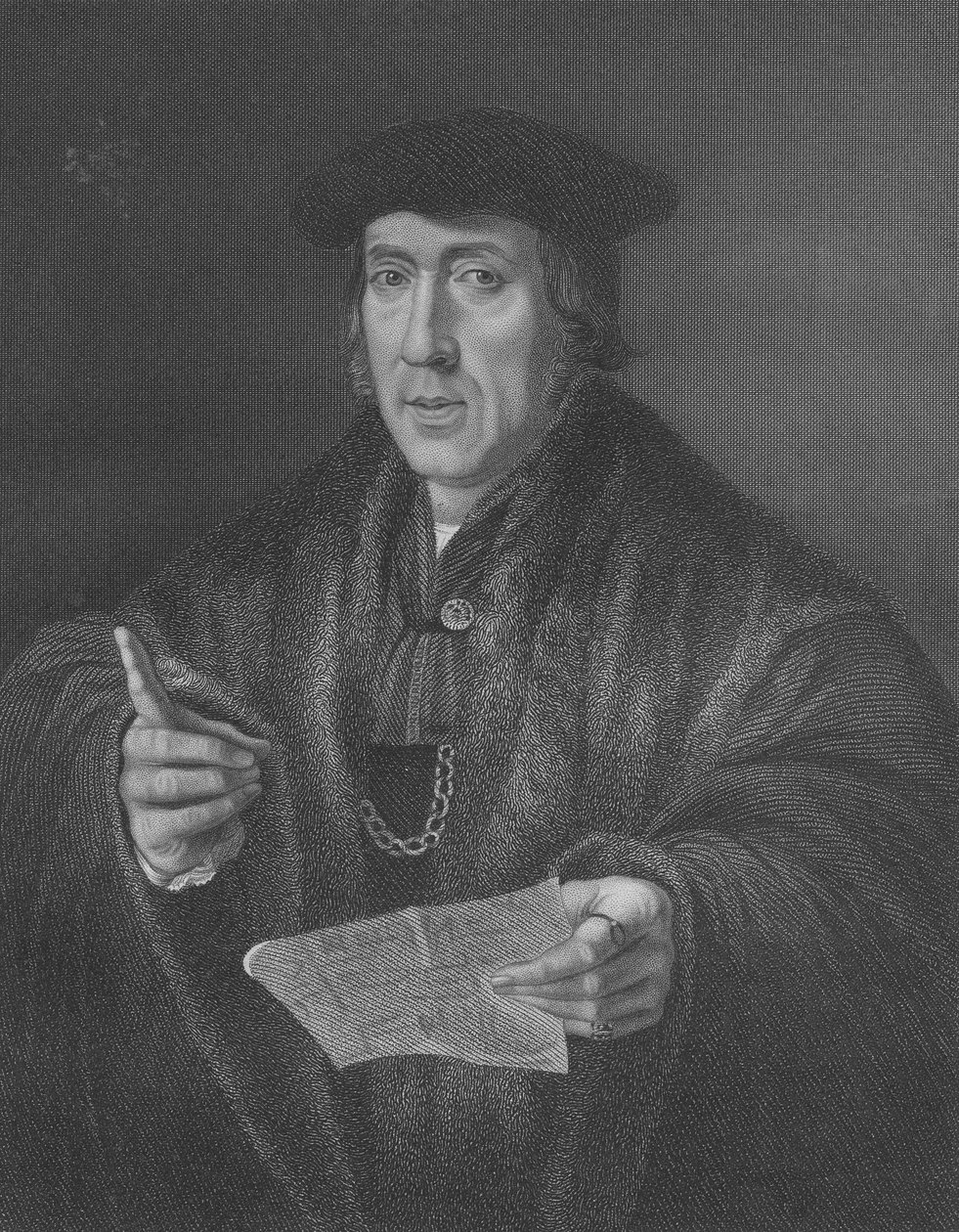 Retrato de Sir John More (c.1451-1530), gravado por WTMote de Jan Cornelisz Vermeyen