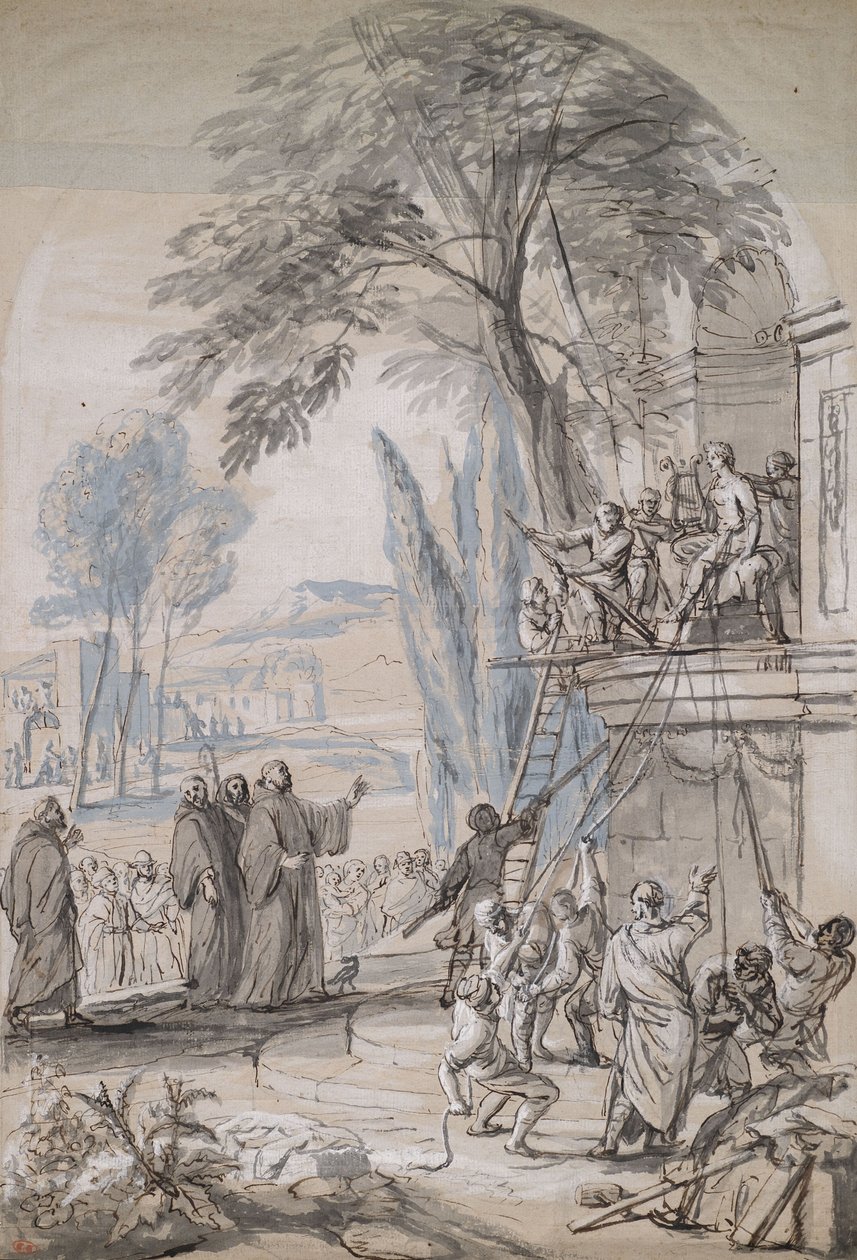 Posando uma estátua em um nicho de construção de Jan Erasmus Quellinus