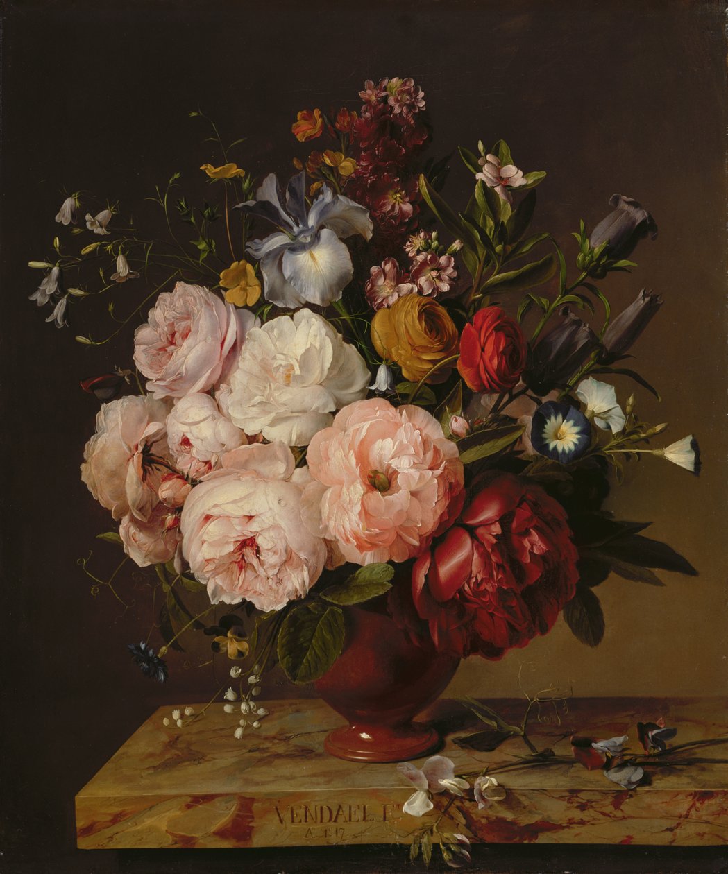 Um vaso de flores em um parapeito, 1817 de Jan Frans van Dael