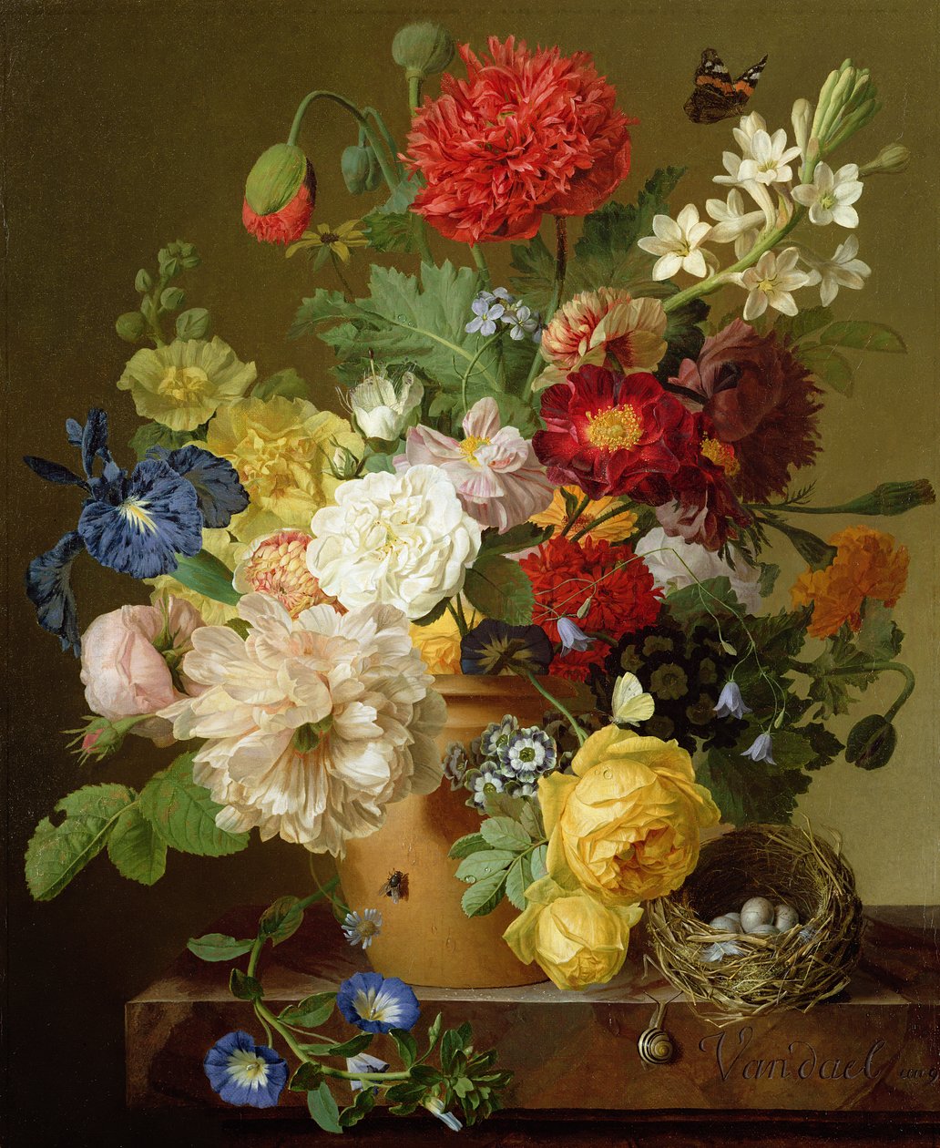 Flor Still Life em uma borda de mármore, 1800-01 de Jan Frans van Dael