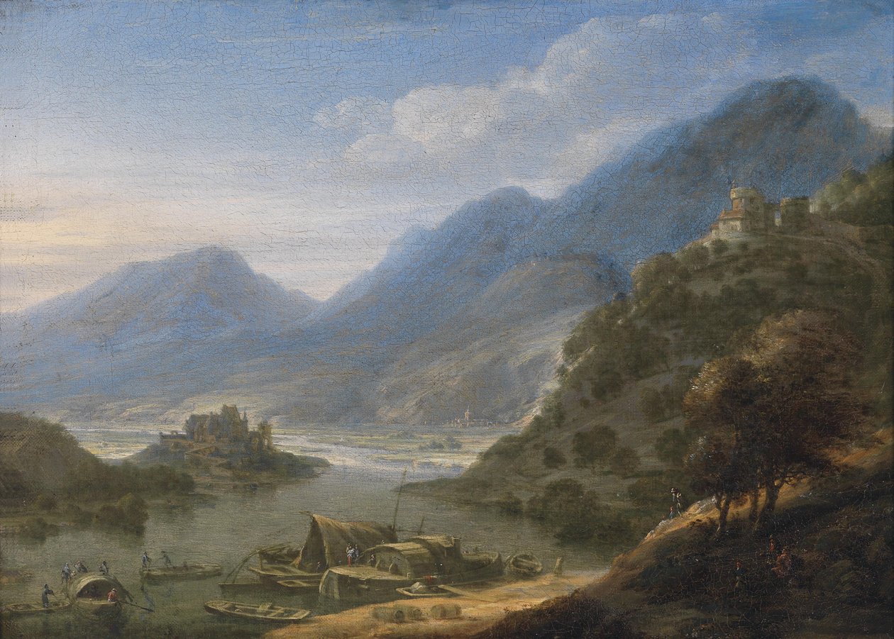 Paisagem idealizada do Reno de Jan Griffier I