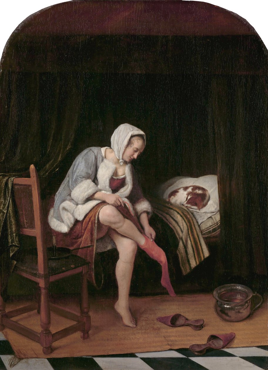 Mulher, em, dela, banheiro de Jan Havickszoon Steen