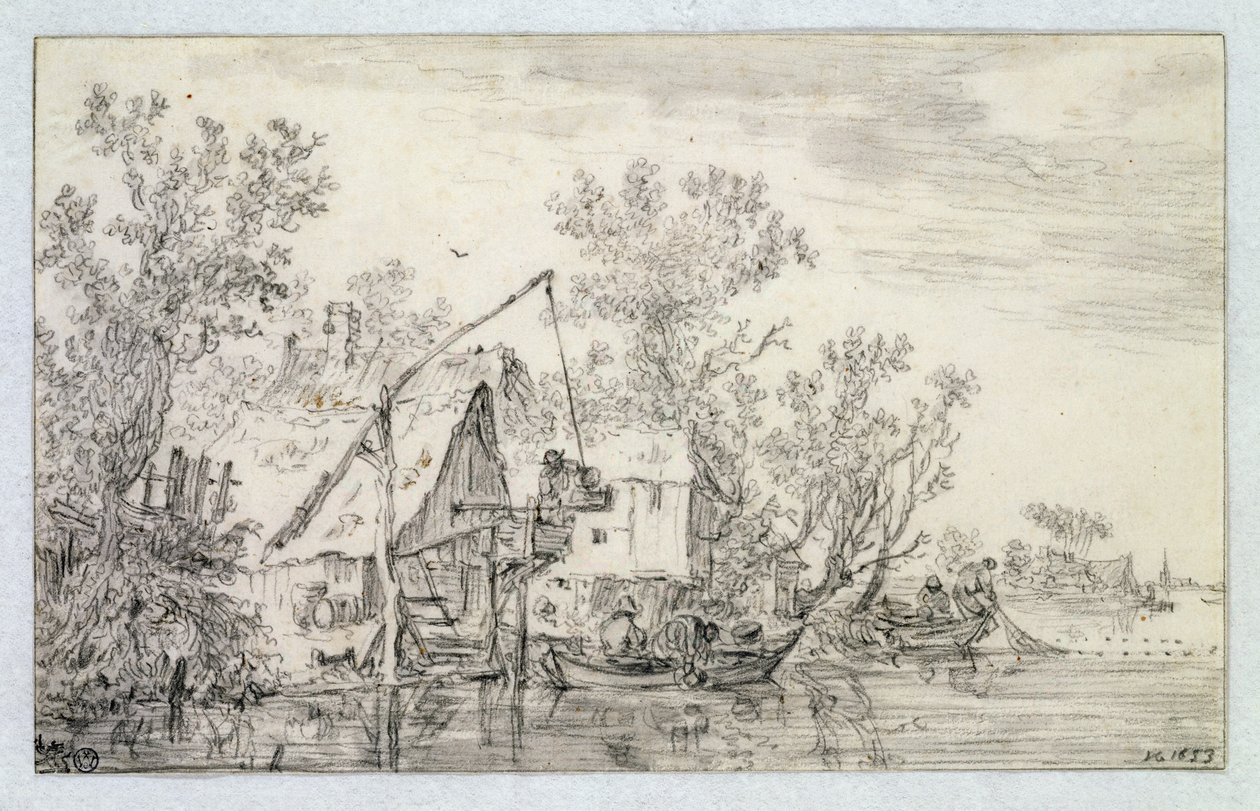 Uma paisagem arborizada do rio, 1653 de Jan Josephsz van Goyen