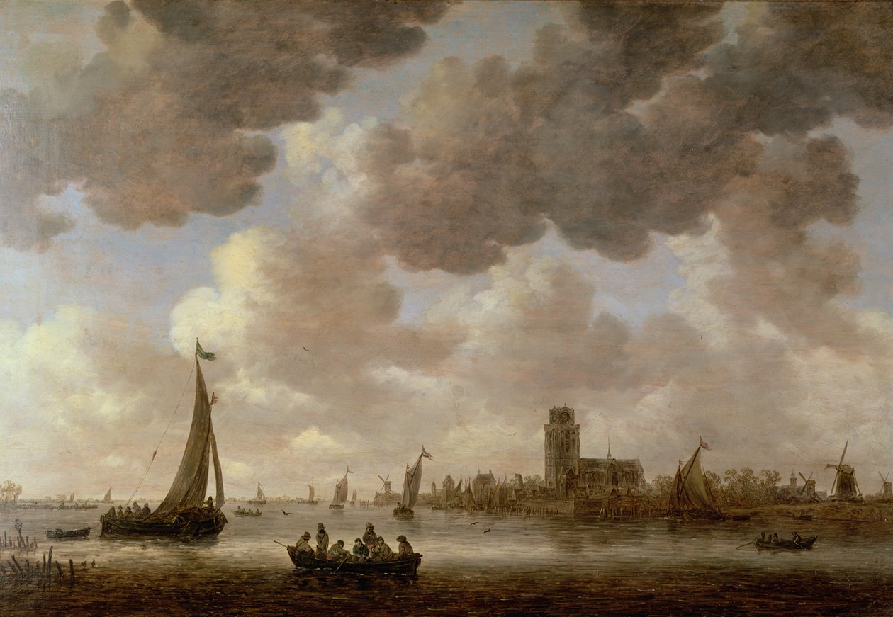 Vista de Dordrecht a jusante do Grote Kerk, 1647 de Jan Josephsz van Goyen