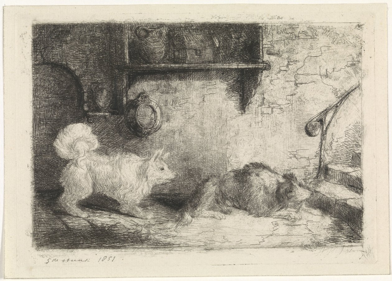 imprimir com dois cachorros de Jan Karel Jacob de Jonge