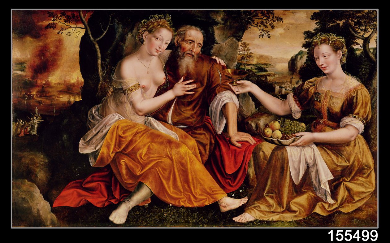 Ló e suas filhas, c.1565 de Jan Massys or Metsys