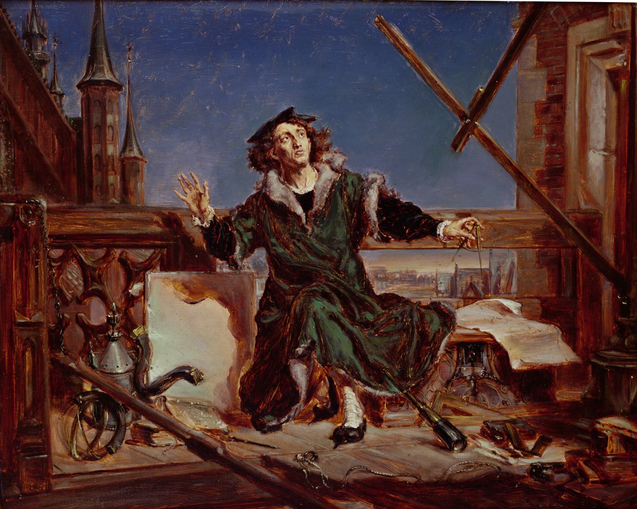 Nicolaus Copernicus (1473-1543), o astrônomo (óleo sobre papelão) de Jan Alojzy Matejko