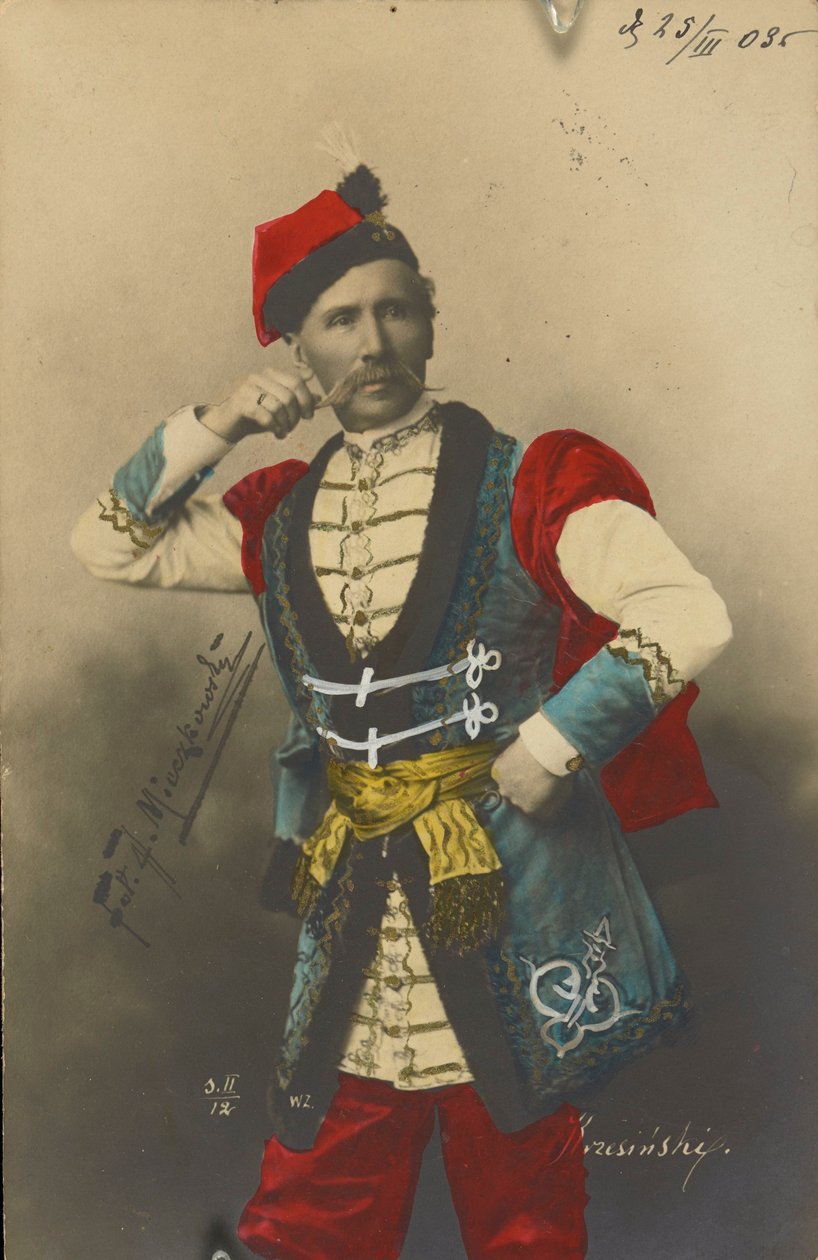 Feliks Krzesiński (Felix Kschessinsky) em traje de balé para Mazurka de Jan Mieczkowski