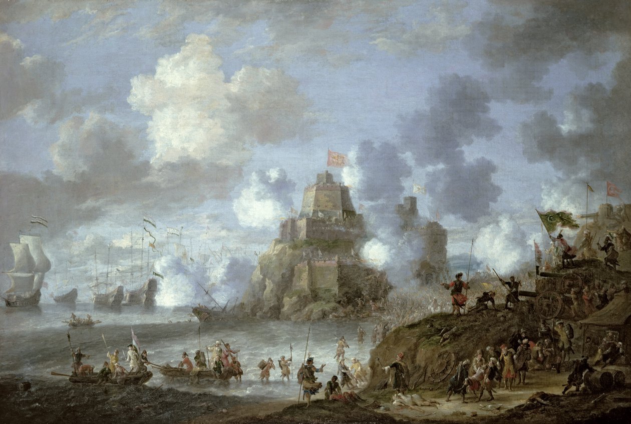 Castelo Mediterrâneo sob cerco dos turcos de Jan Peeters