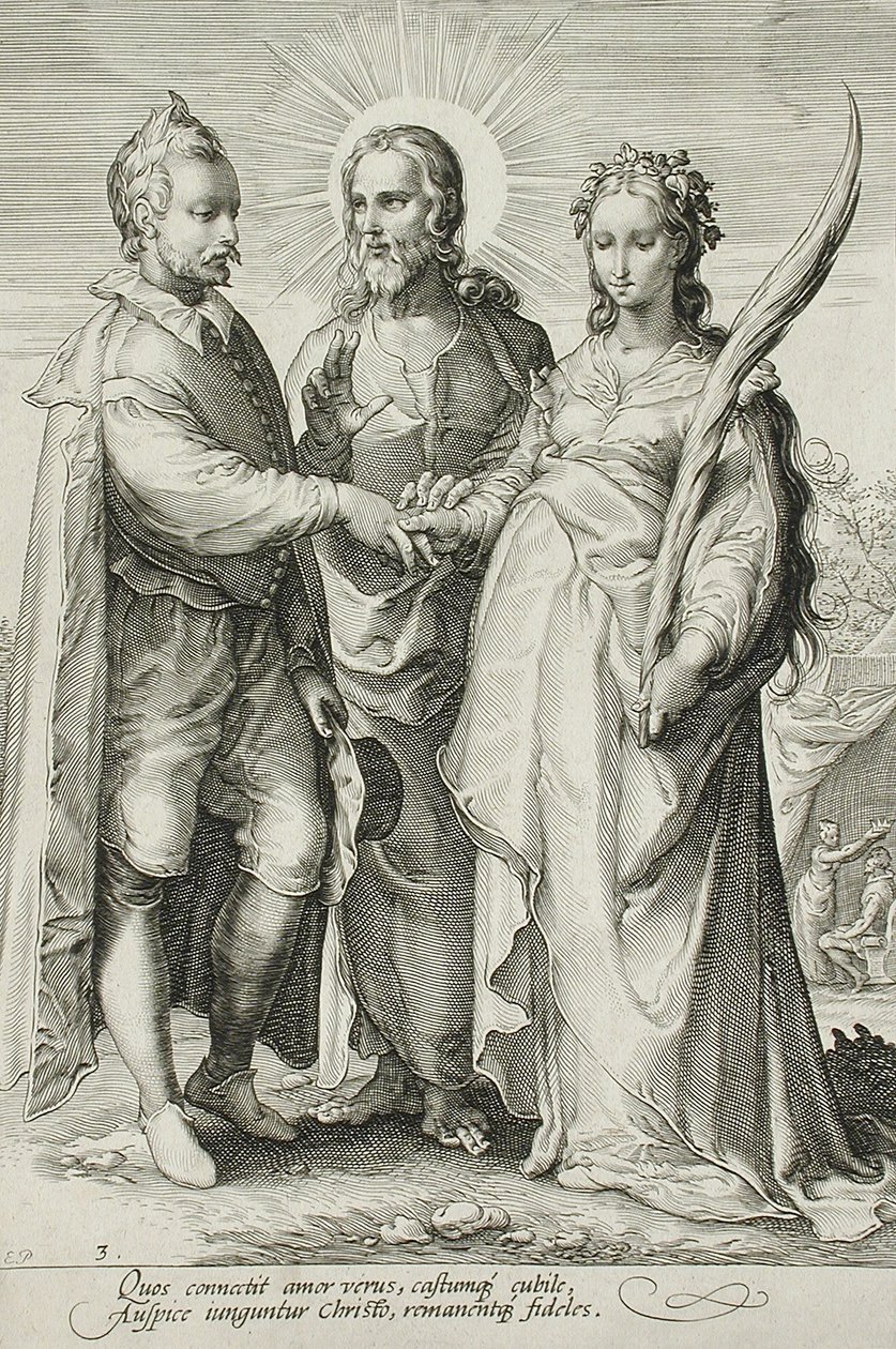 O casamento cristão, placa 3 da trilogia do casamento, c.1594 de Jan Saenredam