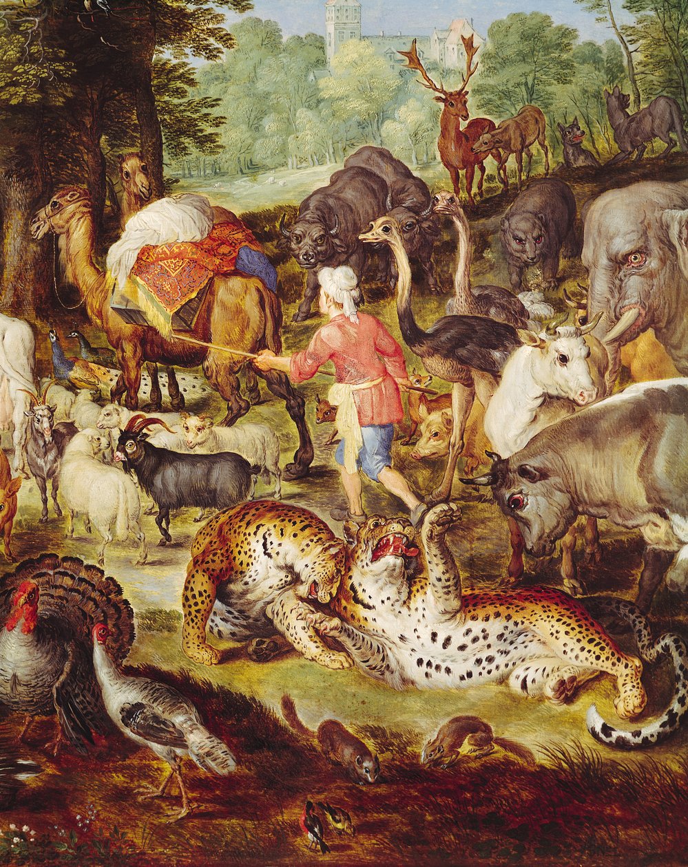 Arca de Noé, detalhe do lado direito, depois de uma pintura de Jan Brueghel, o Velho de Jan Snellinck