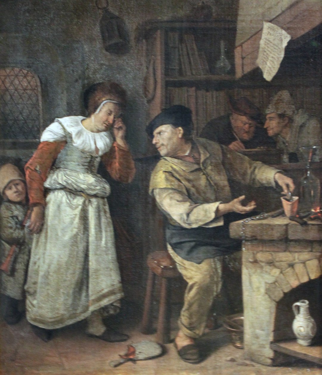 Um ourives derretendo jóias de uma mulher na presença de um notário de Jan Havickszoon Steen