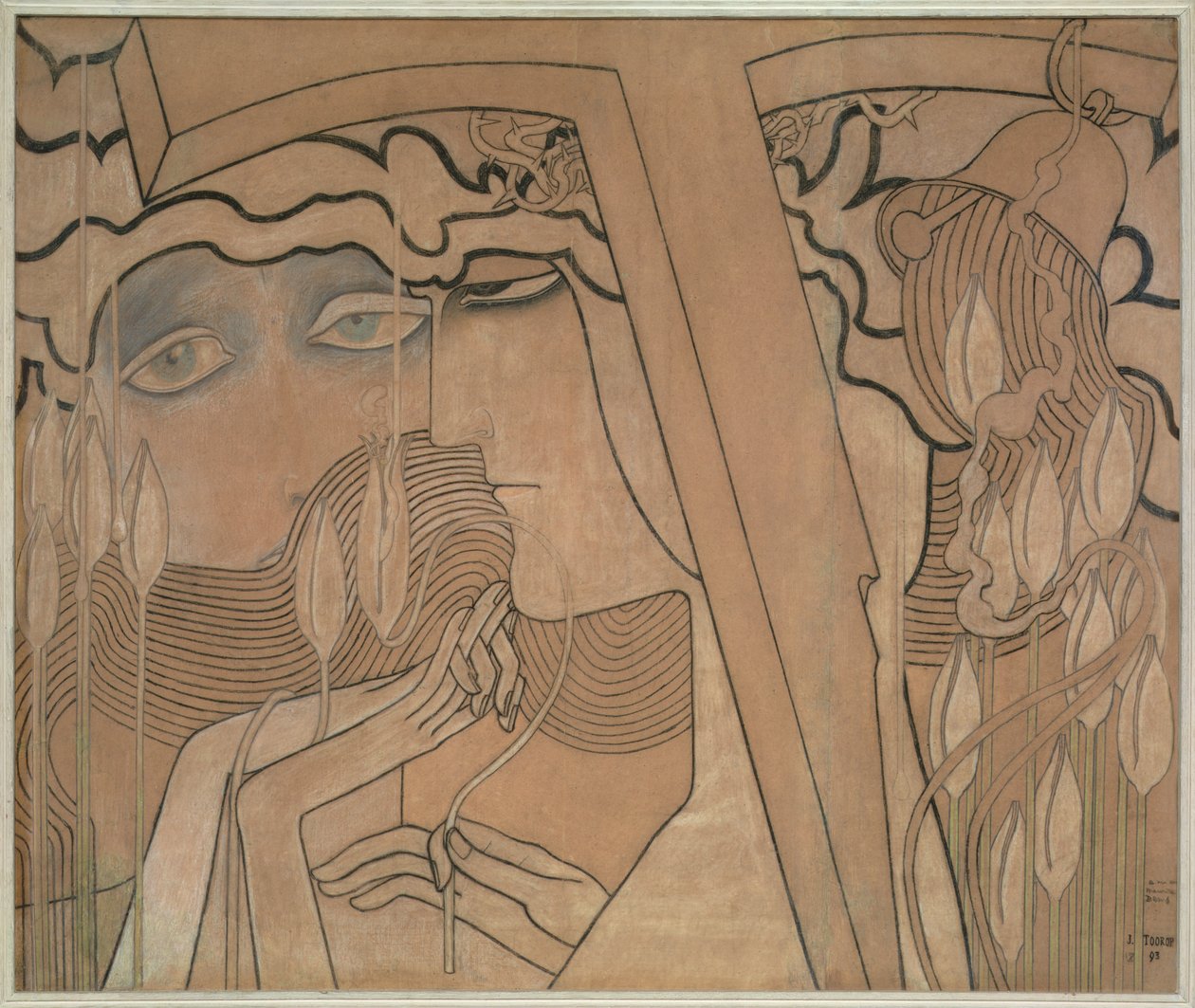 O desejo e a satisfação, 1893 (pastel no cartão) de Jan Toorop