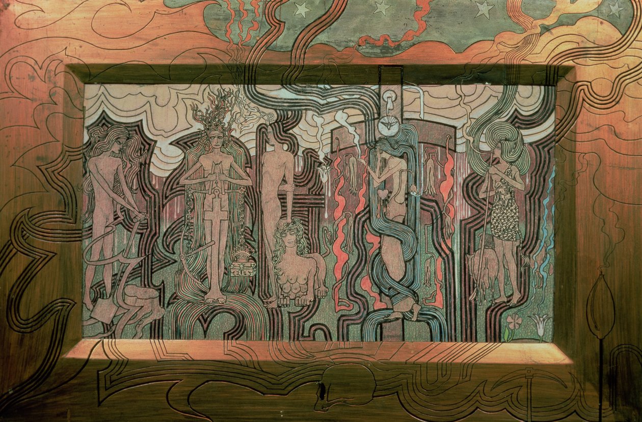 Canção dos tempos, 1893 (giz na madeira) de Jan Toorop