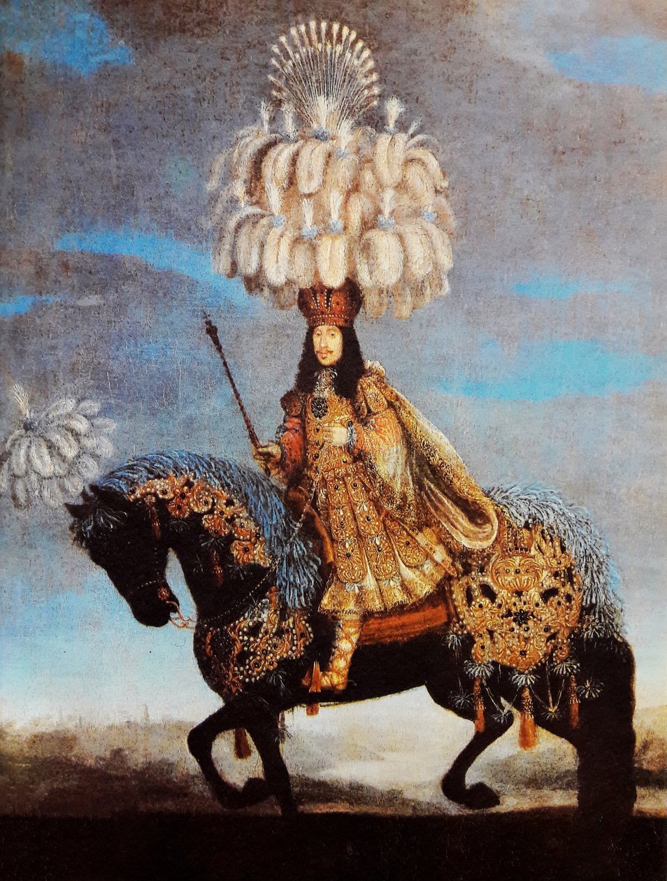 Leopold eu a cavalo em um traje para um cavalo-balé de Jan Thomas van Ieperen