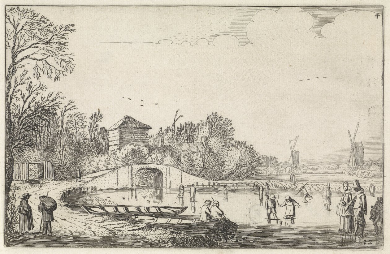 Patinadores em um rio de Jan Van de Velde