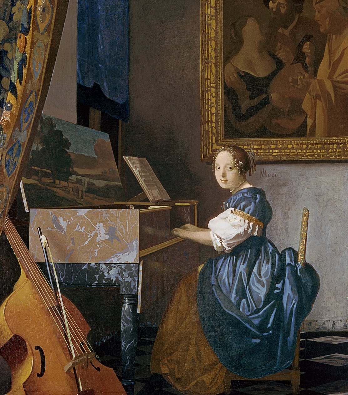 Uma jovem senhora sentada em um virginal, c.1670 de Jan Vermeer van Delft