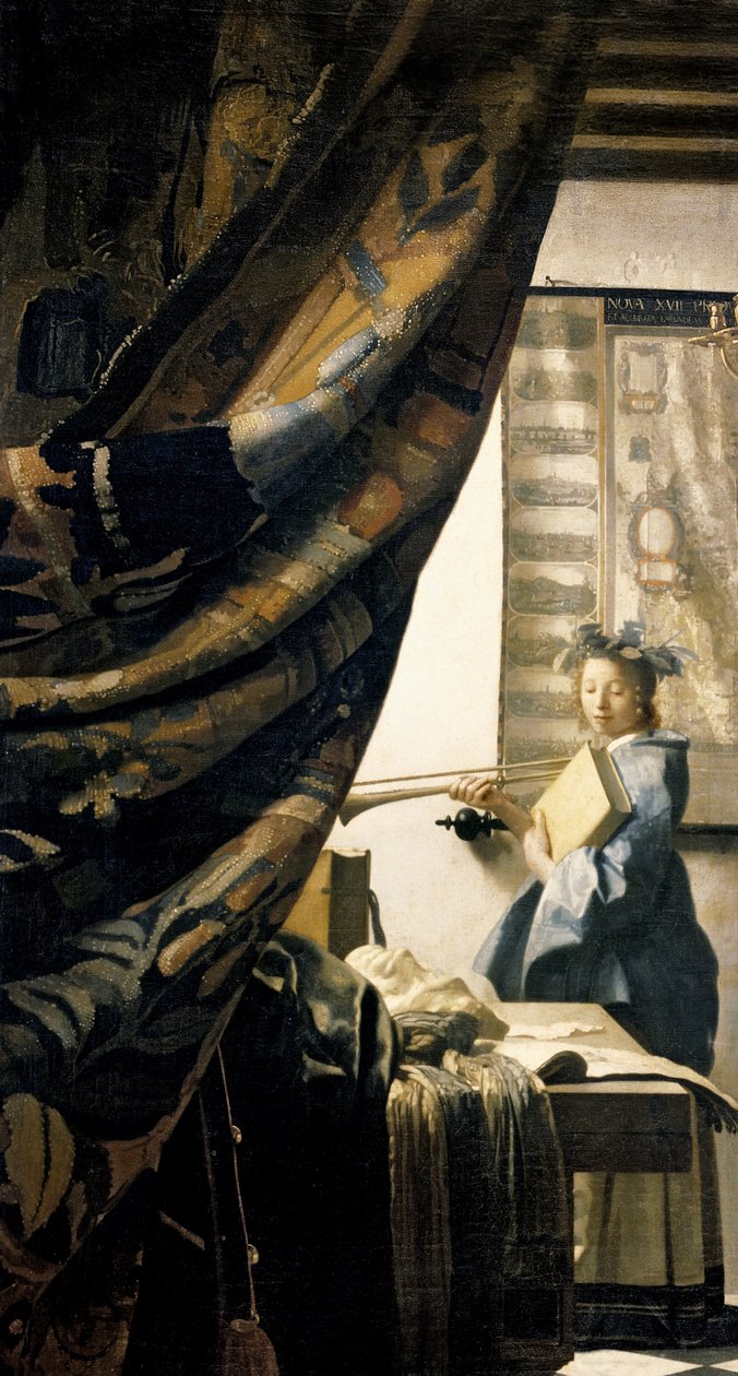 The Artists Studio, c.1665-66 óleo sobre tela detalhe de 408 de Jan Vermeer van Delft