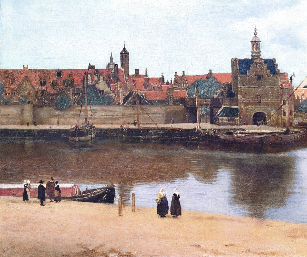 Vista de Delft, c.1660-61 (detalhe de 1109252) de Jan Vermeer van Delft