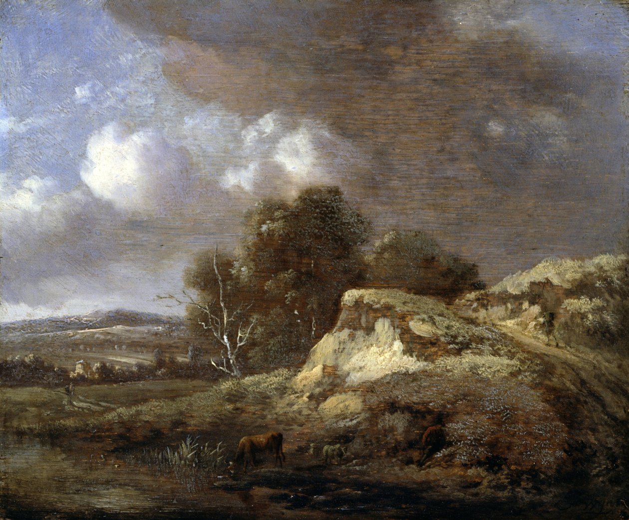 Paisagem, com, vaca, bebendo de Jan Wijnants