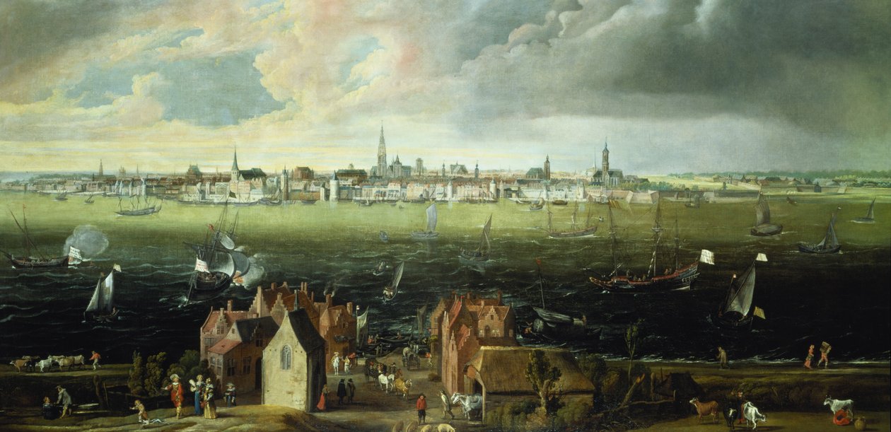 Vista de Antuérpia do rio Schelde de Jan Wildens