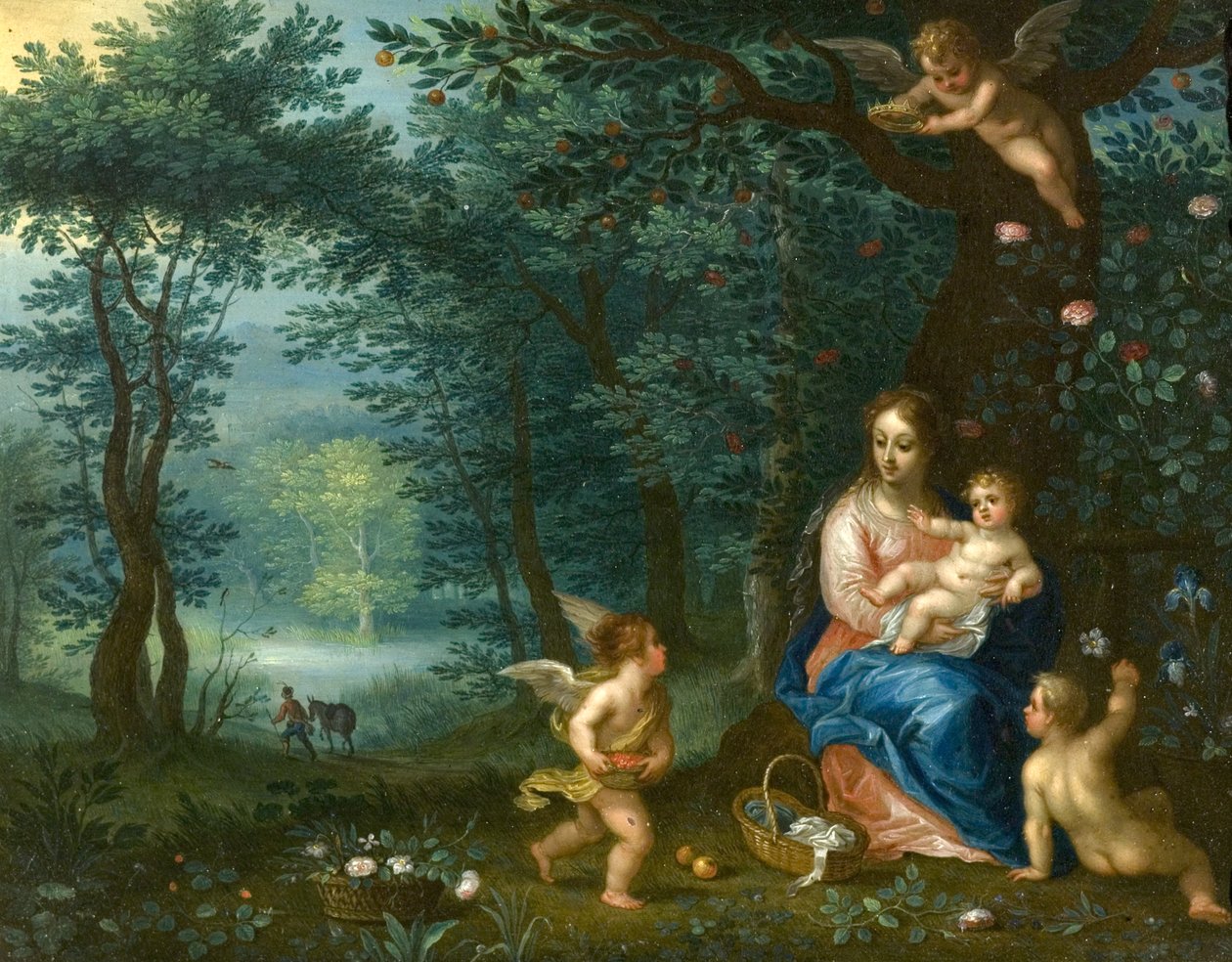 O resto da fuga para o Egito, início dos anos 1600 (óleo sobre cobre) de Jan and Balen Brueghel