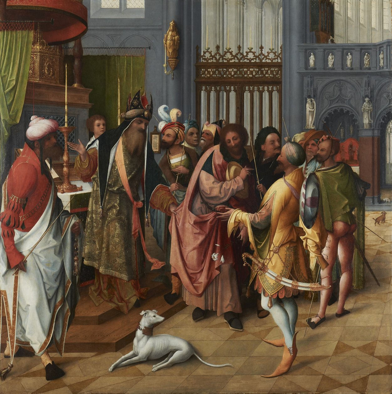 Joseph e os pretendentes, c.1515-20 (painel) (para verso ver 88614) de Jan de Beer