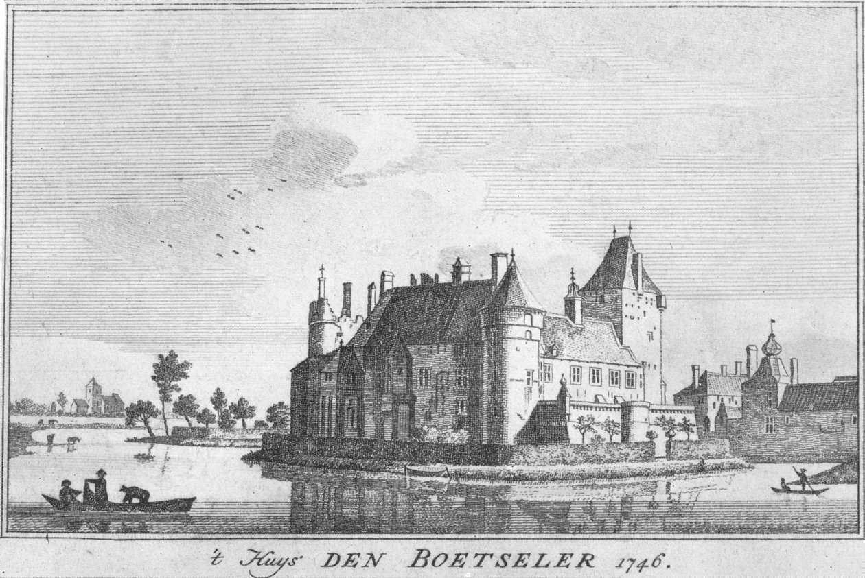 Burg Boetzelaer 1746, gravada depois de um desenho de Jan de Beijer de Jan de Beijer