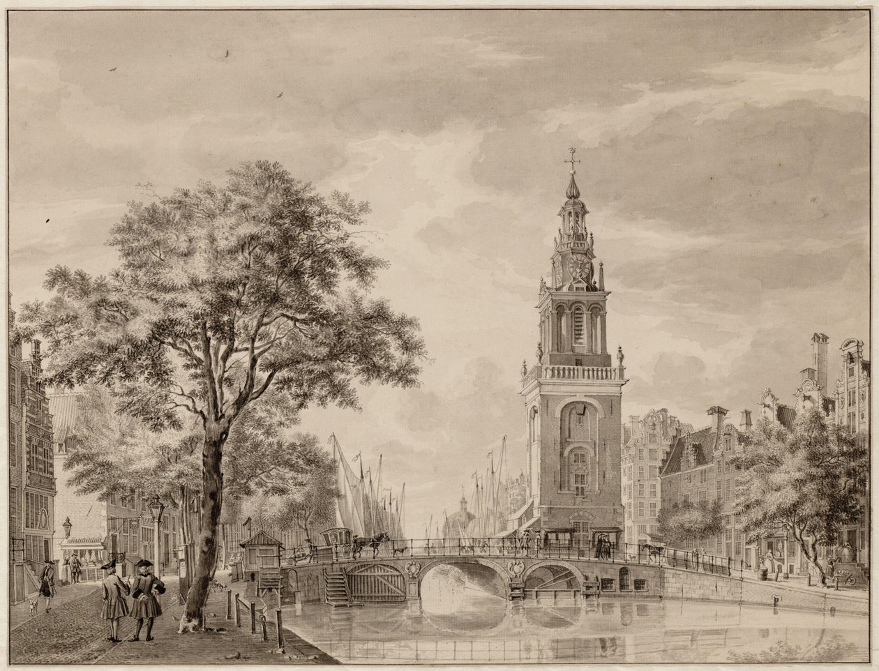 O Torensluis e o Jan Rodenpoortstoren. Desenho. Amesterdão, Arquivos da Cidade de Amesterdão de Jan de Beijer