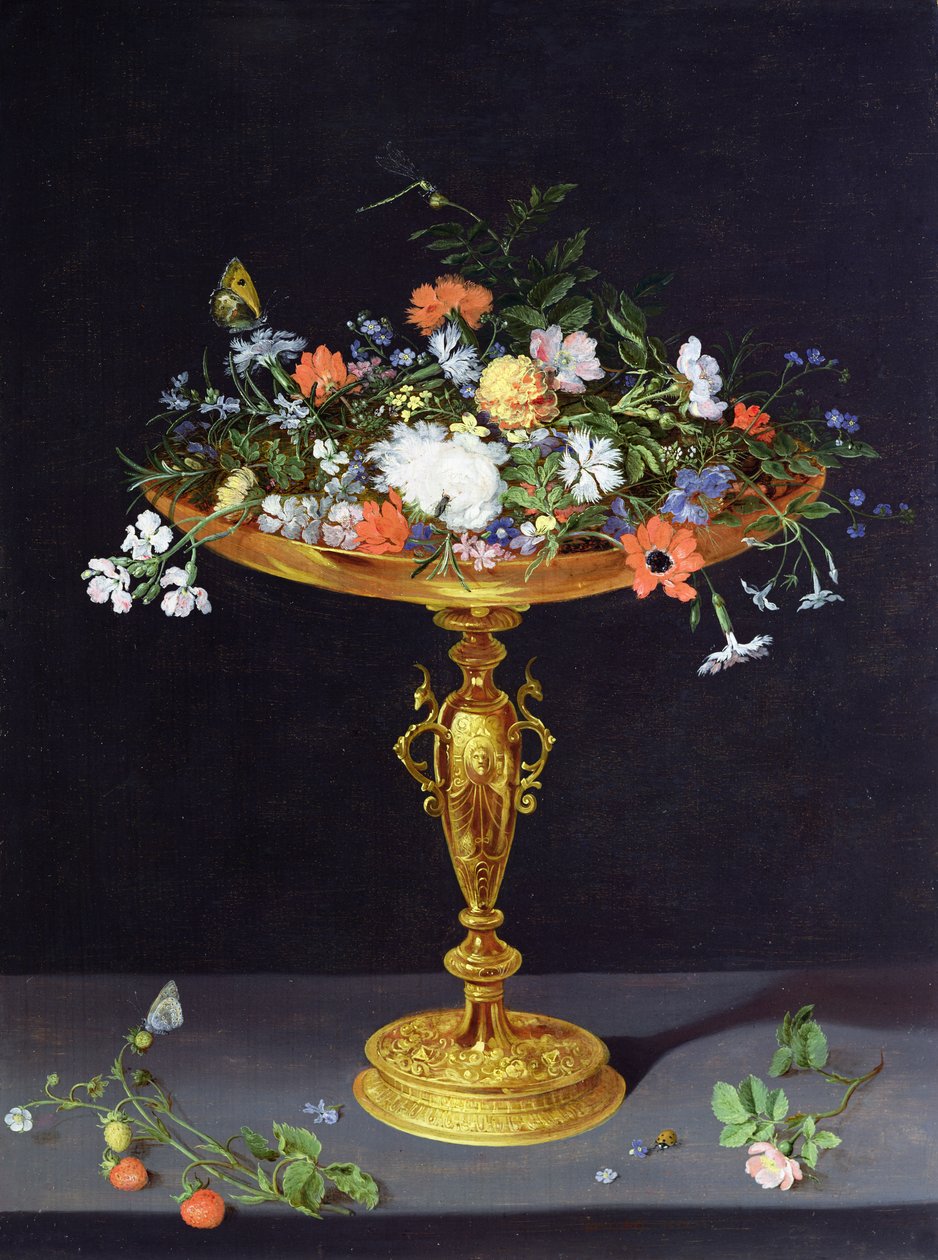 Flores em uma Tazza Dourada, 1612 (painel) de Jan the Elder Brueghel
