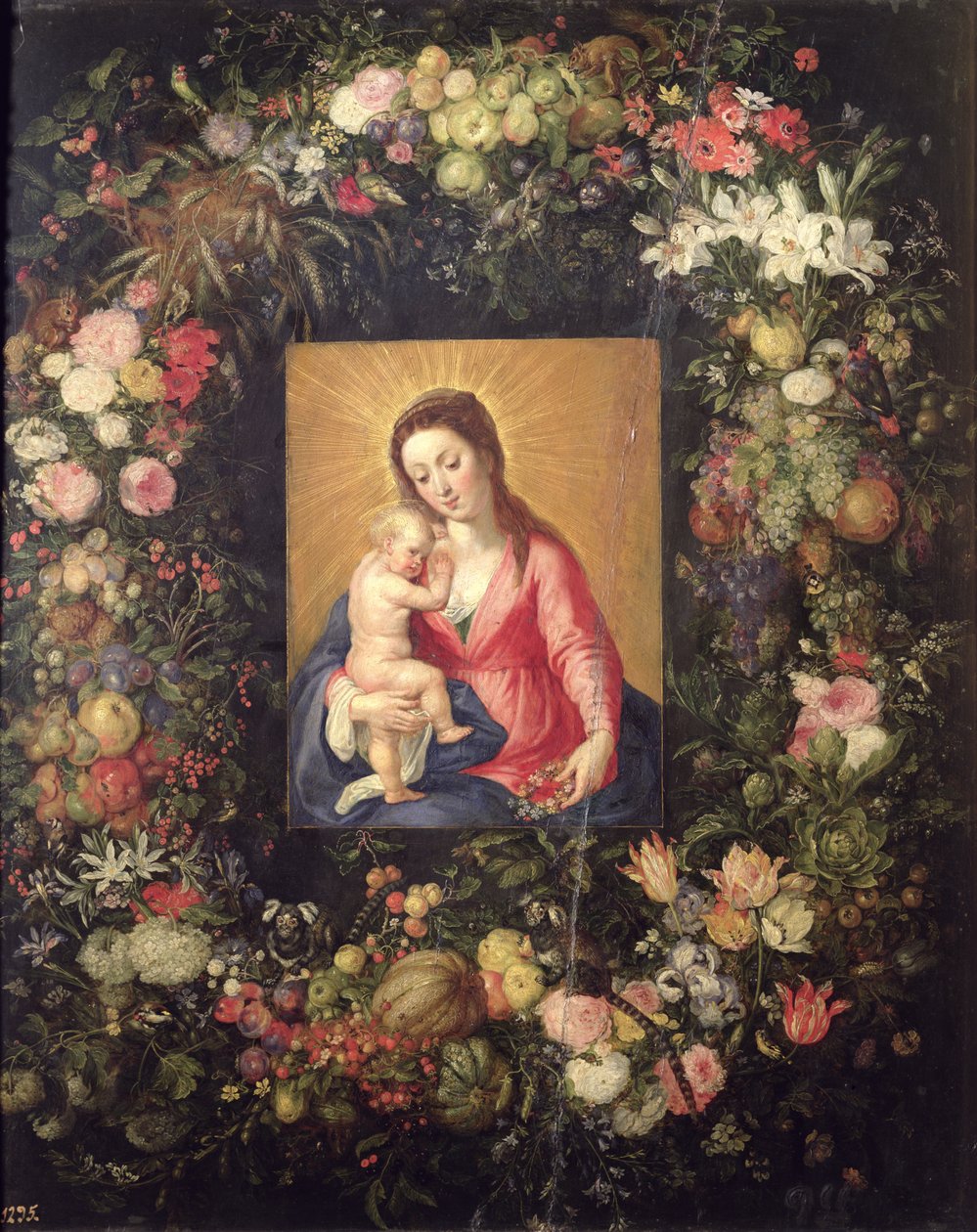 Guirlanda de Frutas e Flores com Virgem e Criança de Jan the Elder Brueghel