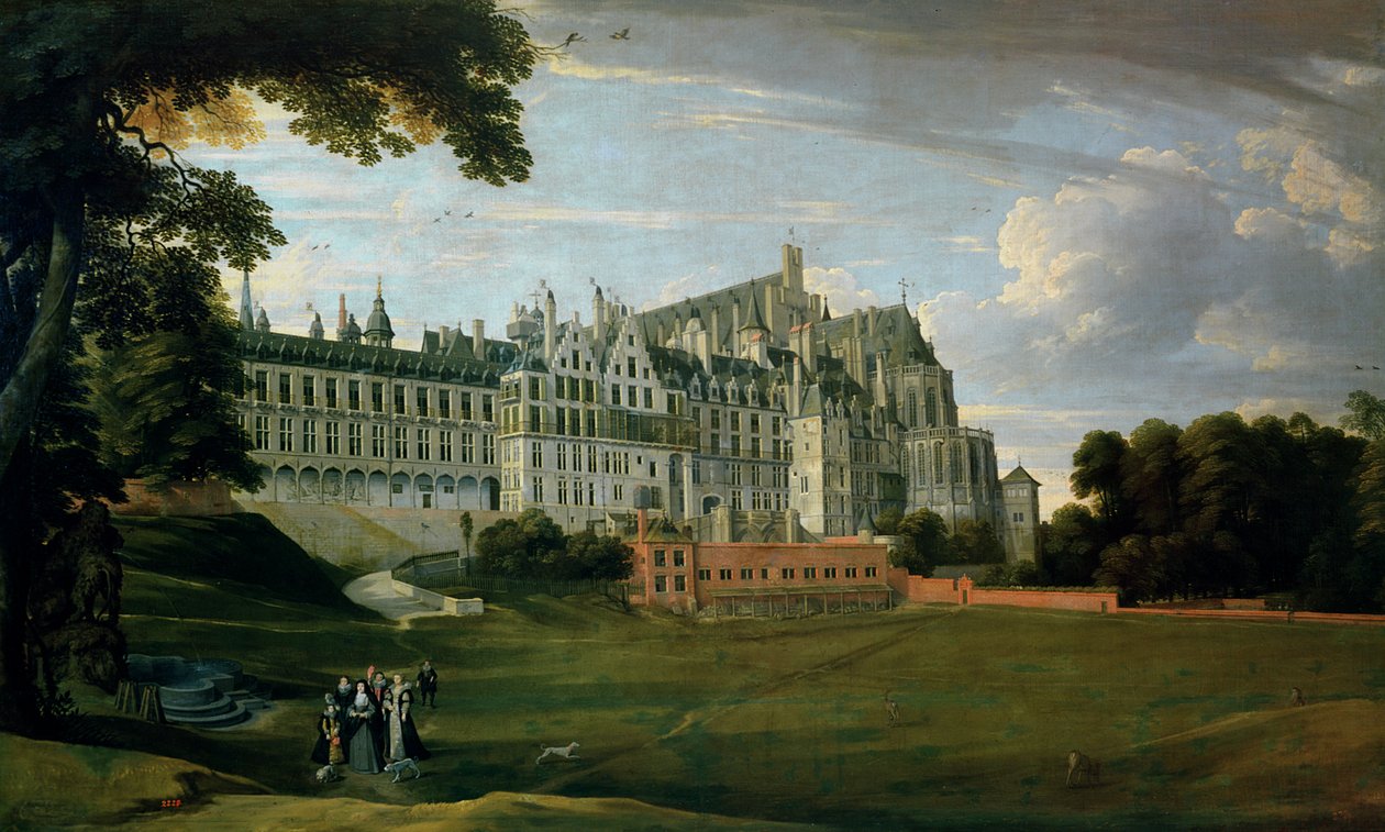 Infanta Isabella Clara Eugenia (1556-1663) Passeando nos terrenos do Palácio em Bruxelas de Jan the Elder Brueghel