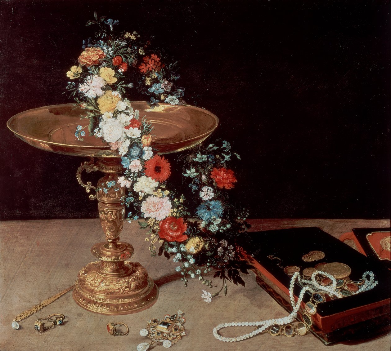Ainda vida com coroa de Jan the Elder Brueghel