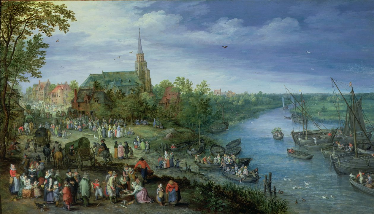 A Feira Paroquial Anual em Schelle, 1614 de Jan the Elder Brueghel