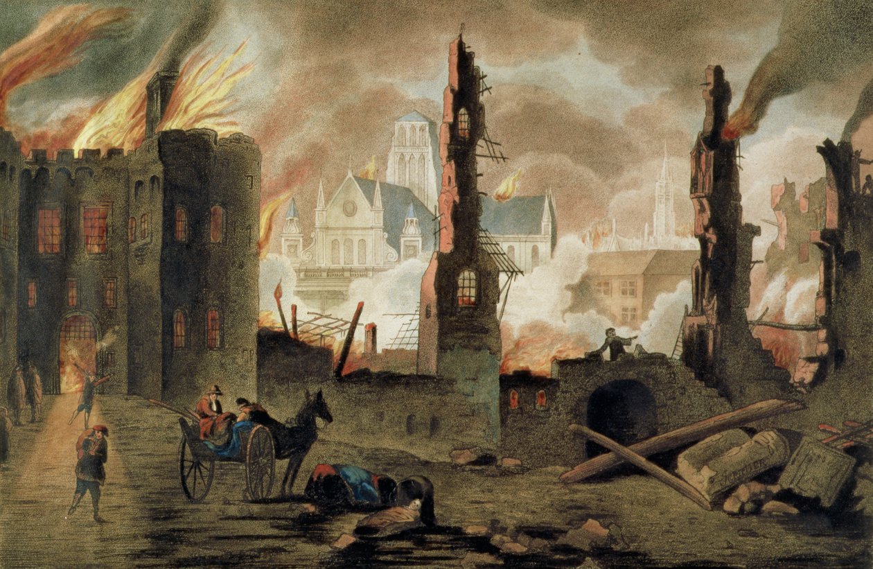 O Grande Incêndio de Londres no Ano de 1666 de Jan the Elder Griffier