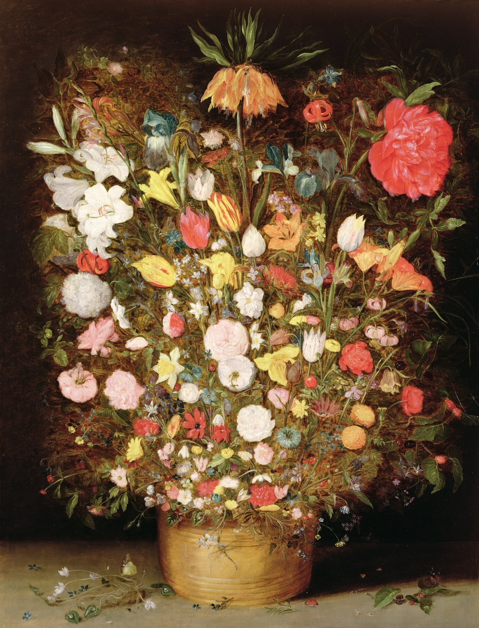 Flores mistas em uma banheira de madeira de Jan Brueghel the Younger