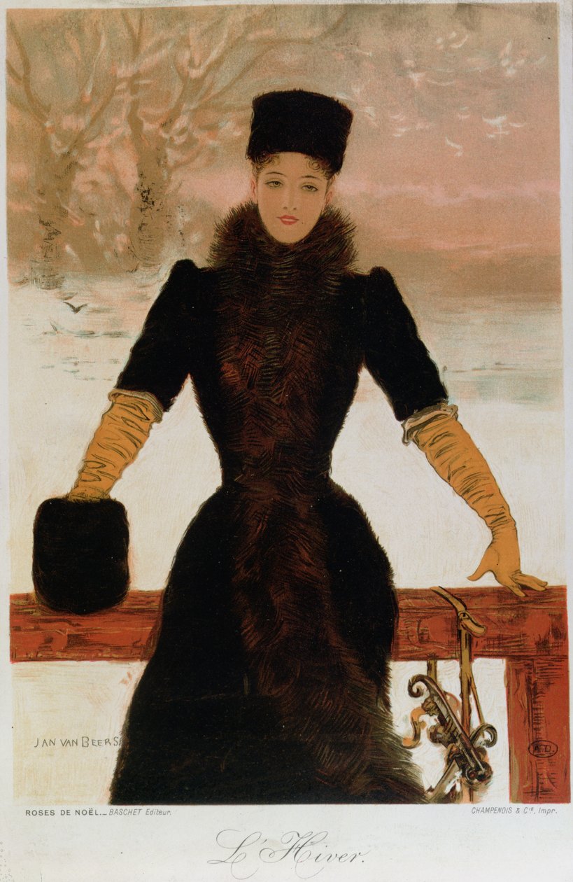 Alegoria do Inverno, c.1900 (litografia a cores) de Jan van Beers